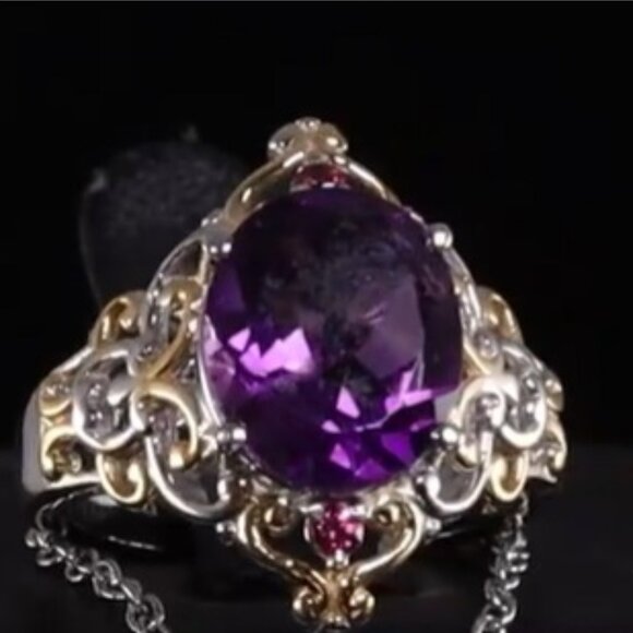 Antique Style Ring/Necklace  Set - African Amethyst and Orissa Rhodolite Garnet - Picture 3 of 6